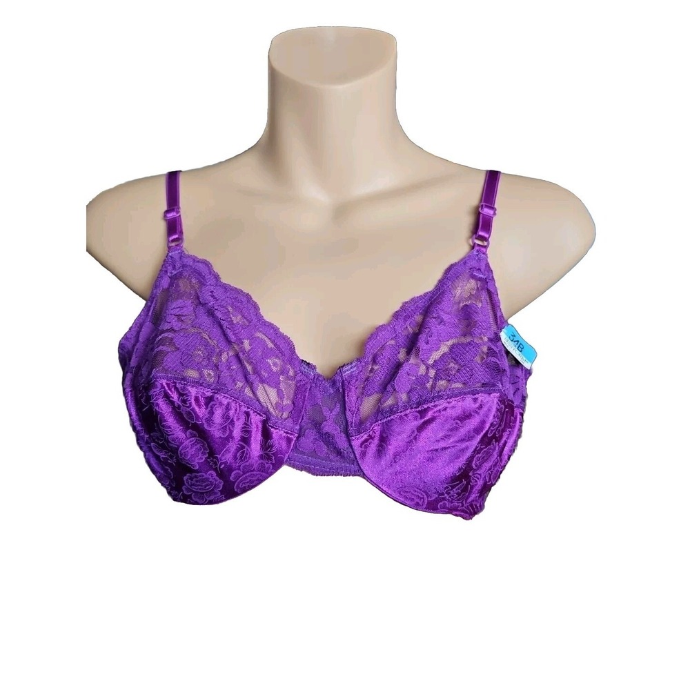 Vintage Bestform 36B amethyst Lace purple bra‎ NWT VTG unlined 6219 second skin